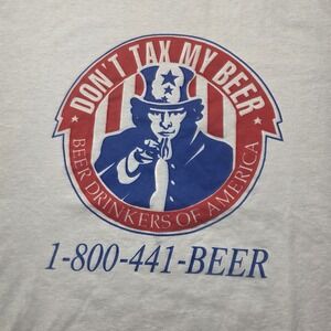 VTG Don't Tax My Beer Screen Stars T-Shirt Beer Drinkers of America XL White USA